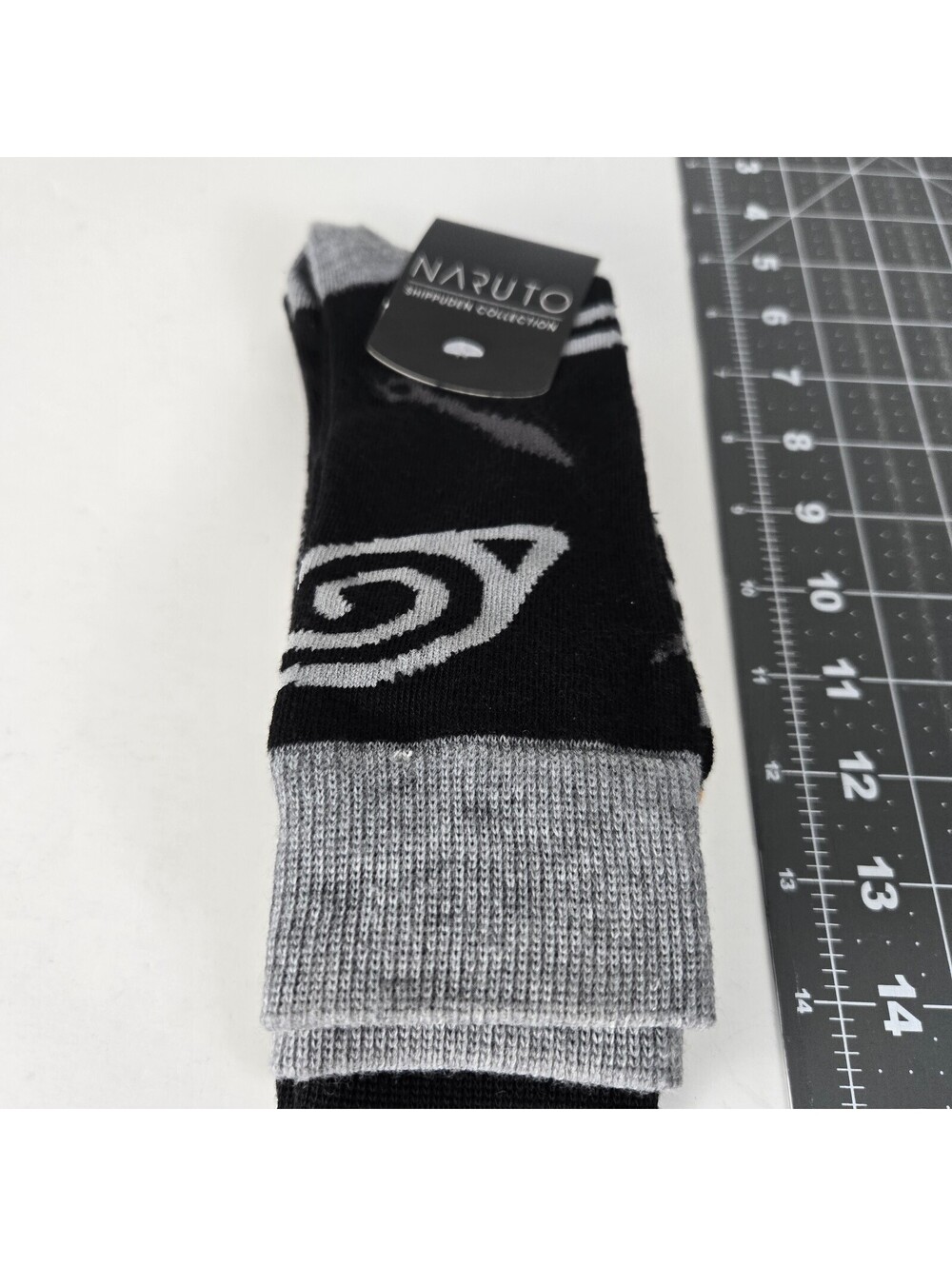 Naruto Shippuden Black Graphic Crew Socks Size 10-13 Polyester Blend